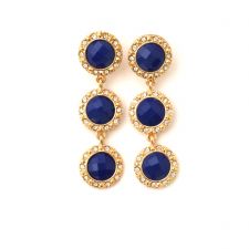 Blue and Gold Triple Circle Drop Earring