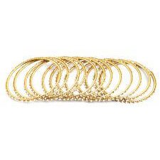 Gold And White Thin Beaded Bangles